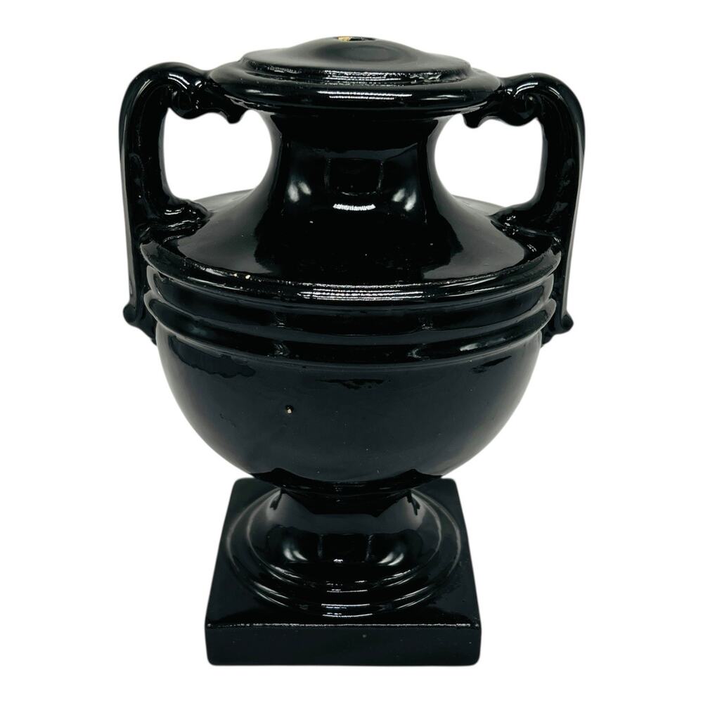 30s Black Glaze Art Pottery Stoneware Urn Lamp Base Early Decorative Vessel Deco